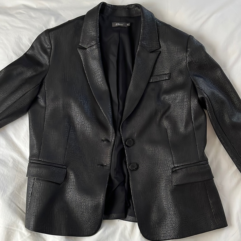 Black faux leather blazer